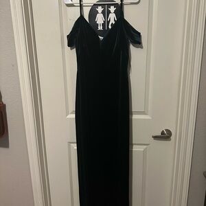 Green velvet long dress